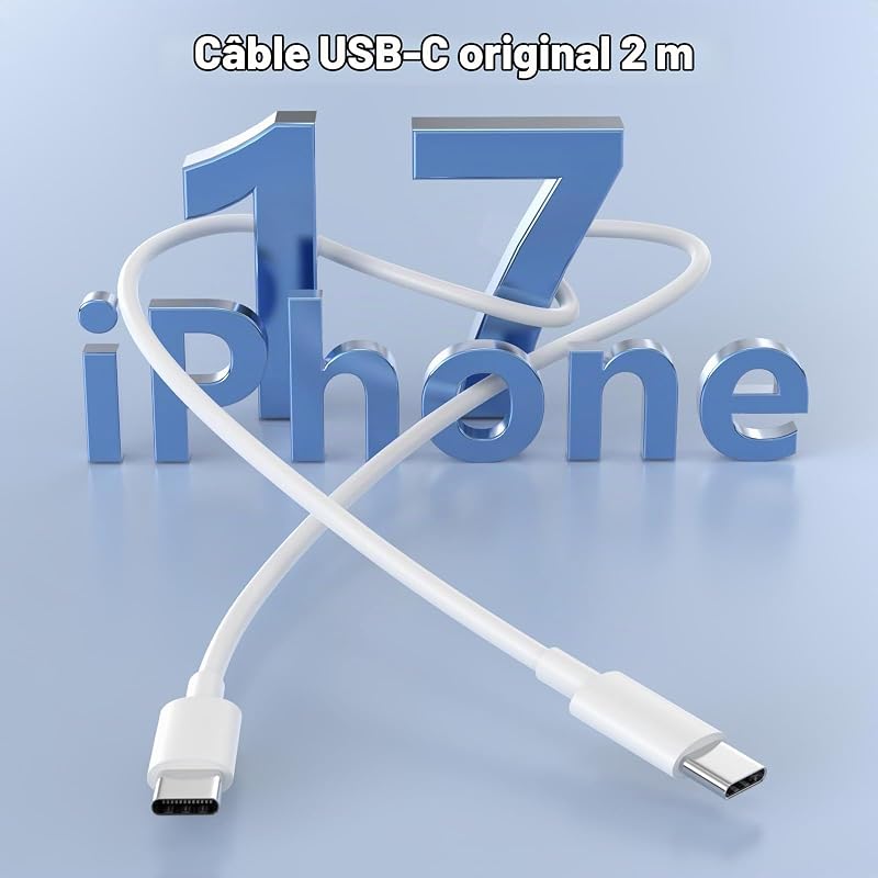 40W Chargeur Rapide pour iPhone 17 Pro Max 17 Air iPhone 16 15 Pro Max Plus 16e, iPad S25 S24 Ultra S23/S22 S21 S20,Dual Ports USB A and C Prise Chargeur Adaptateur Et 2M Cable C vers C Câble(2Pack) — photo 5 sur 8