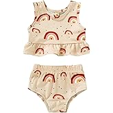 YOUNGER TREE Toddler Baby Girls Summer Swimsuit Sleeveless Striped Swimwear Two-Piece Suit Beach Bikini