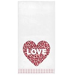 Pfrewn Pink Leopard Love Heart Hand Bath Towels