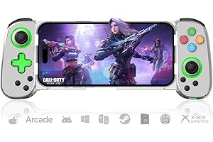 arVin Wireless Gaming Controller for iPhone, Android with Phone CASE Support & Green Light, Bluetooth Gamepad for iPhone/iPad/Samsung/Tablet/Switch/PS4/PC, Call of Duty Mobile, Genshin Impact, Diablo