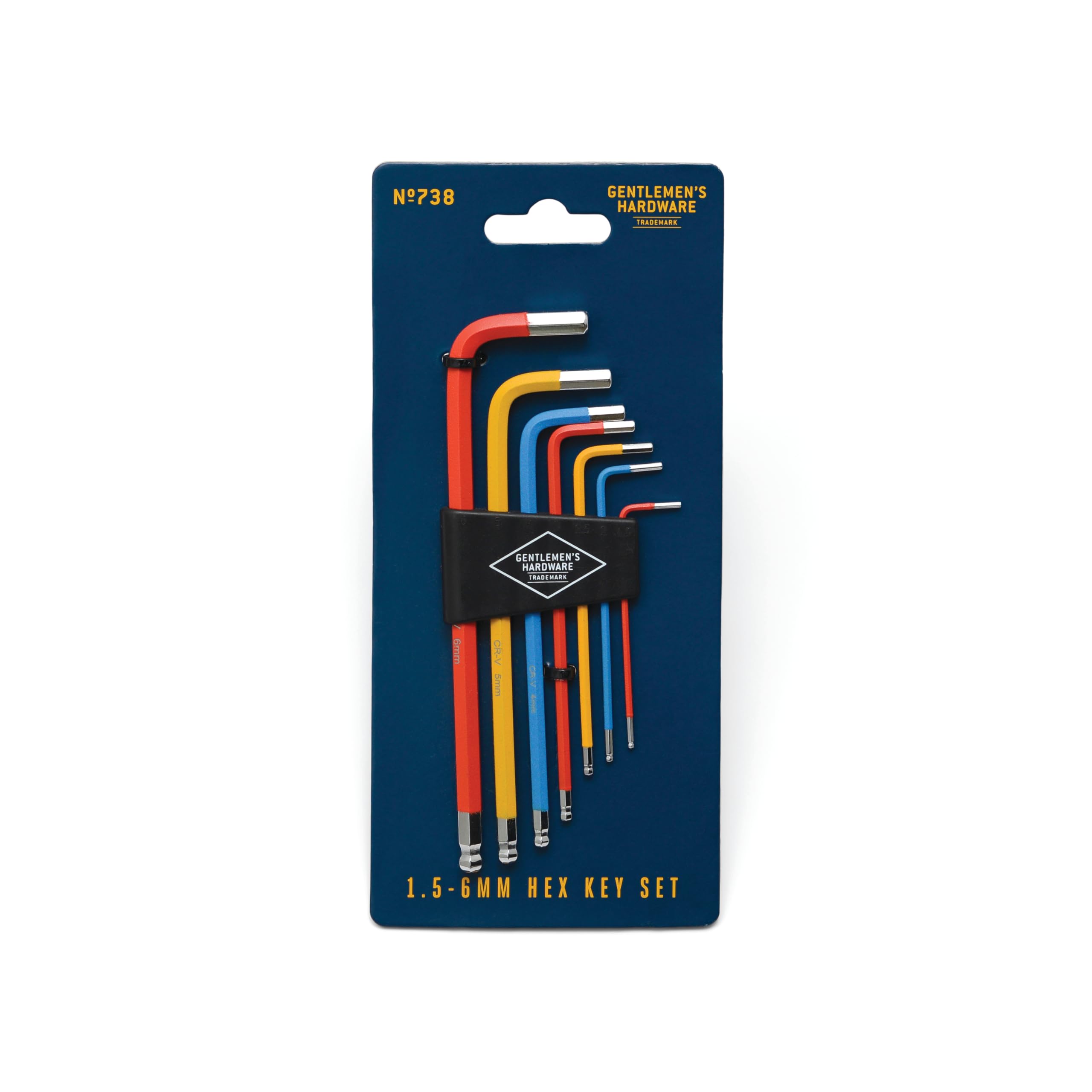 Gentlemen's Hardware 7-Piece Metric Hex Key Allen Wrench Set, 1.5-6mm, Multicolored