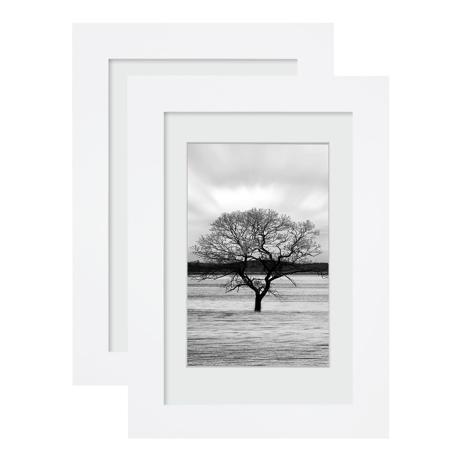 EGOFINE 6x4 Photo Frames White Set of 2,Wooden Frames Matted for 3.5x5/4x6inch Pictures,6x4 Picture Frames for Tabletop and Wall Mounting,10x15cm Small frames for Portrait, Printing, Landscape — image 1