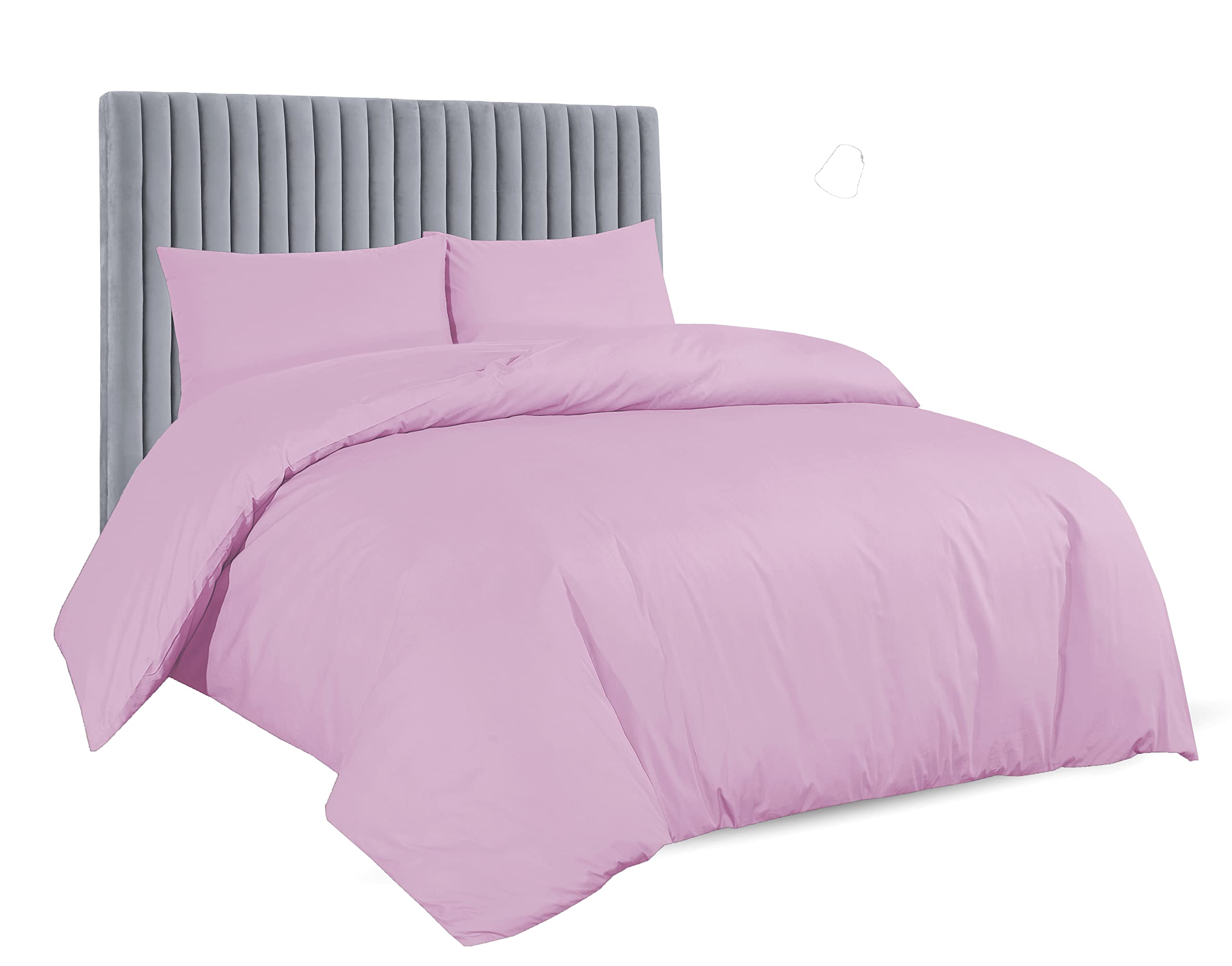 AATH COLLECTION Duvet Cover Bedding Set, Single, Double, King, Super King Size Egyptian Cotton Duvet Set with Pillow Cases. 100% Long Staple Soft Cotton Duvet Set with Easy Closure (Single, Pink)