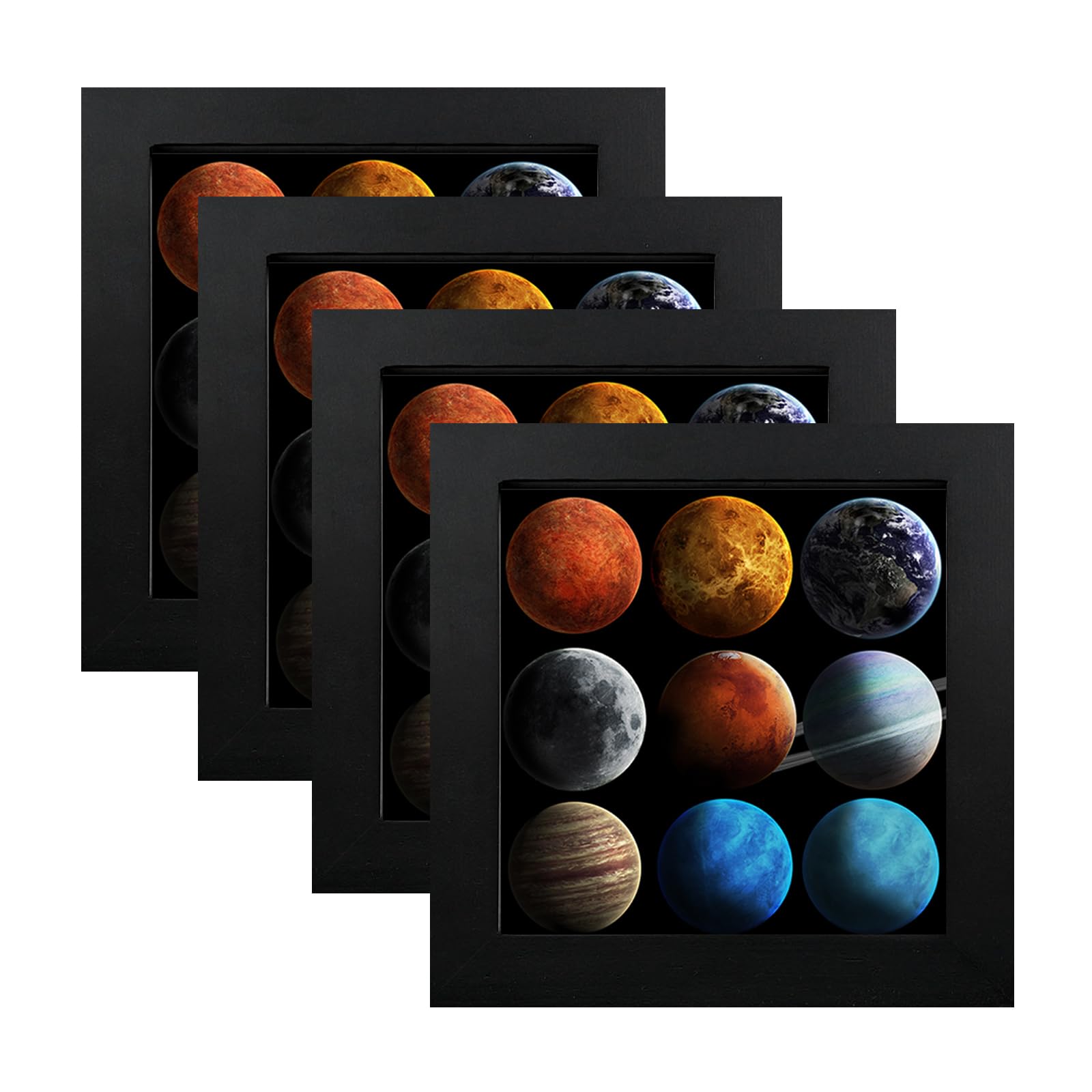EGOFINE 4x4 Photo Frames Set of 4, Solid Wood with Acrylic Glass, 4x4 Square Frames for Table Top and Wall Mounting, 10x10 cm Picture Frames for Portrait, Printing, Landscape, Black โ image 1