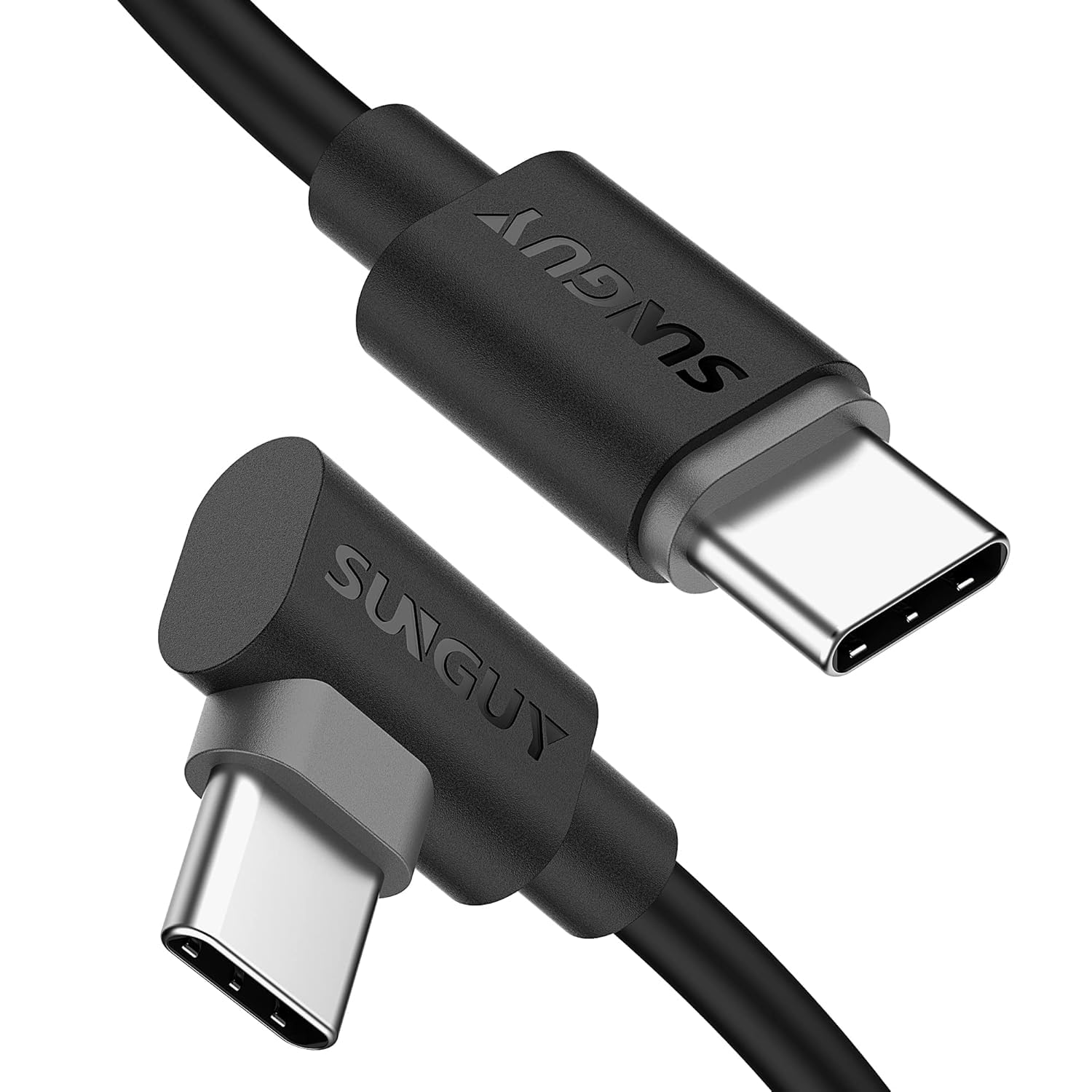 Photo 1 of SUNGUY USB C to USB C Cable 2FT [2Pack], Right Angle 90 Degree Type C to C 60W PD Fast Charge Compatible for iPhone 16/15, Samsung Galaxy S24/S23, MacBook Air/Pro, iPad Pro 2020