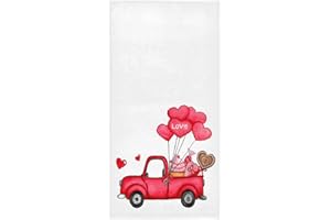PFREWN Romantic Truck Heart Balloon Hand Towels 16x30 in Love Car Sweet Travel Bathroom Towel Ultra Soft Highly Absorbent Small Bath Towel Kitchen Dish Guest Towel Mother's Valentine's Day Decorations