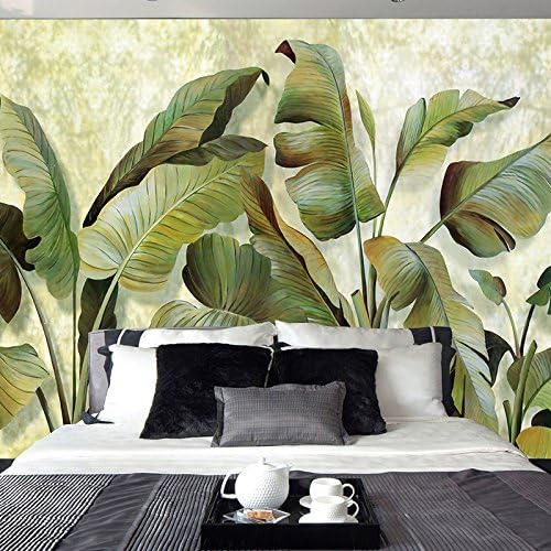 HUANGYAHUI wallpaper Southeast Painting Wallpaper Bedroom Retro Restaurant TV Background Wall Paper Ten Large Tropical Banana Leaf