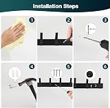 AUXHCYL Coat Hooks Wall Mounted 2 Packs 6 Hooks Rust Proof 15 kg Black view 5