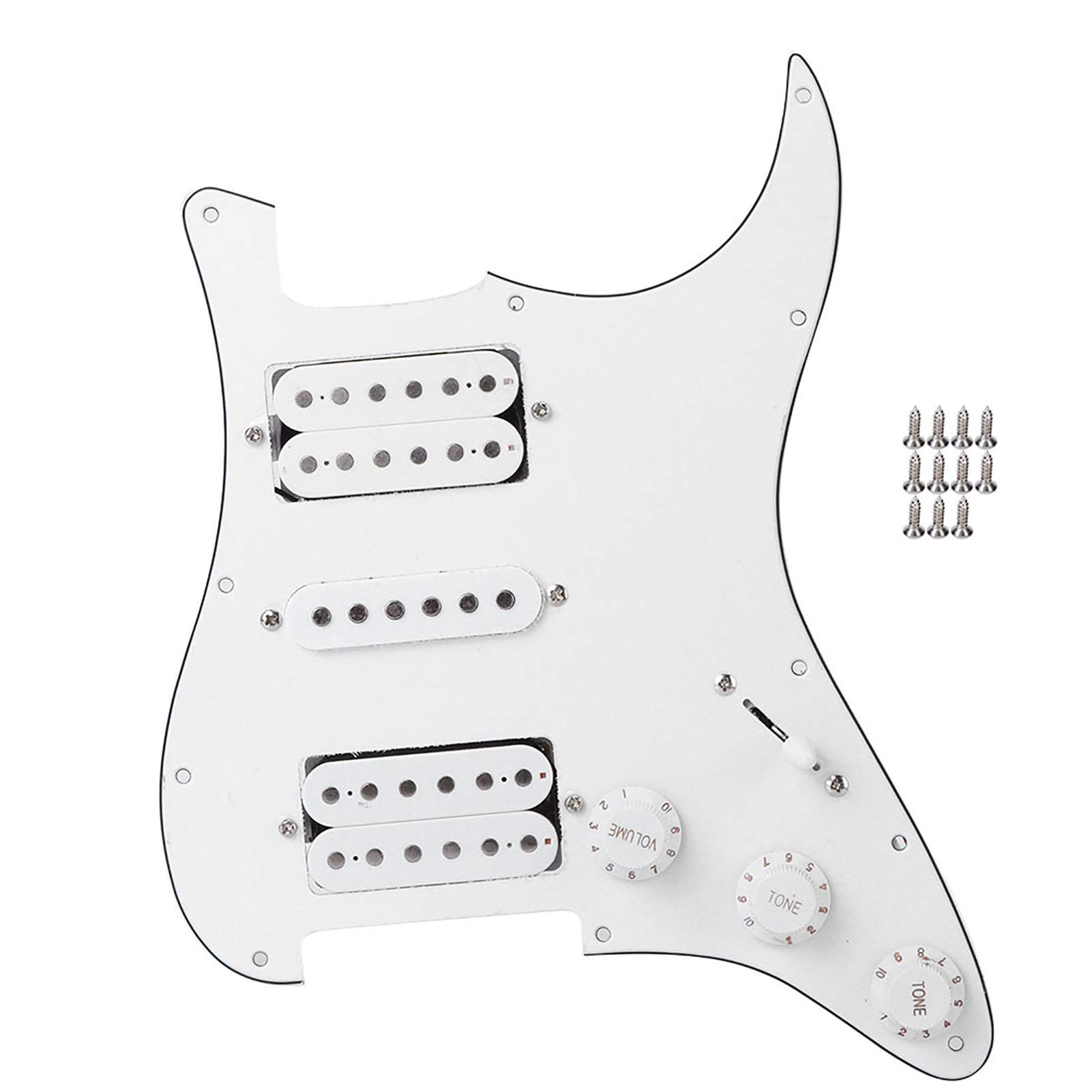 Electric Guitar Pickguard Humbucker with Pre-Wired HSH Pickup for Electric Guitar Replacement Parts (White), Playing Acc