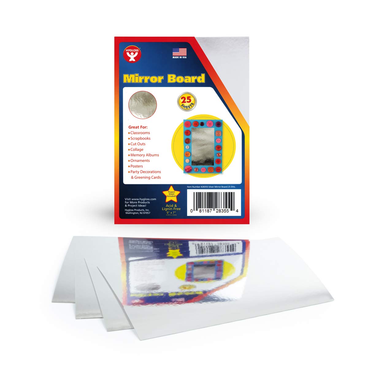 Mirror Board 12pt. - 5"x7" - 25 sheets / SPECIAL Classroom Pack-Silver: Industrial & Scientific