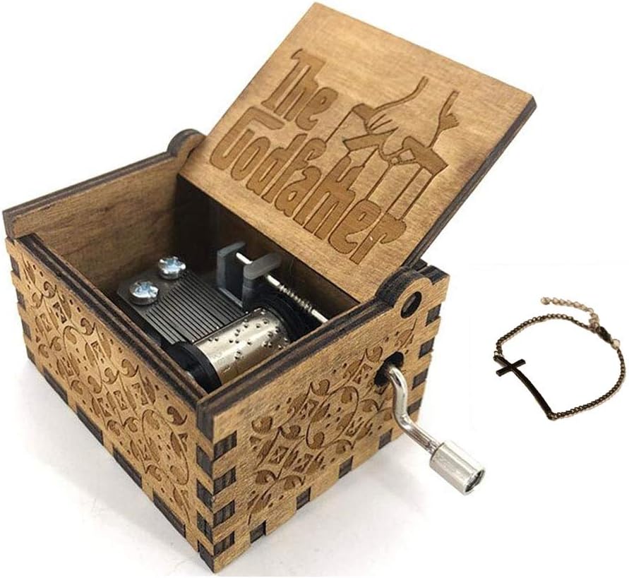Cuzit The Godfather Wood Hand Crank Musical Box Hand Crank Toy Wooden Music Box