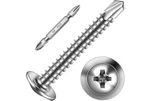 Mywish 150pcs #10×1-1/2" Self Tapping Screws for Metal, Sheet Metal Screws 410 Stainless Steel Truss Head Self Drilling Screws High-Strength Quick Tapping Screws