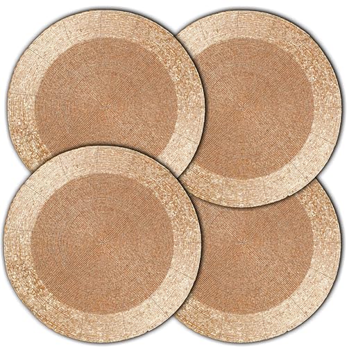 Farmhouse Beaded Placemat 32 Cm Round 4 Pack Gold