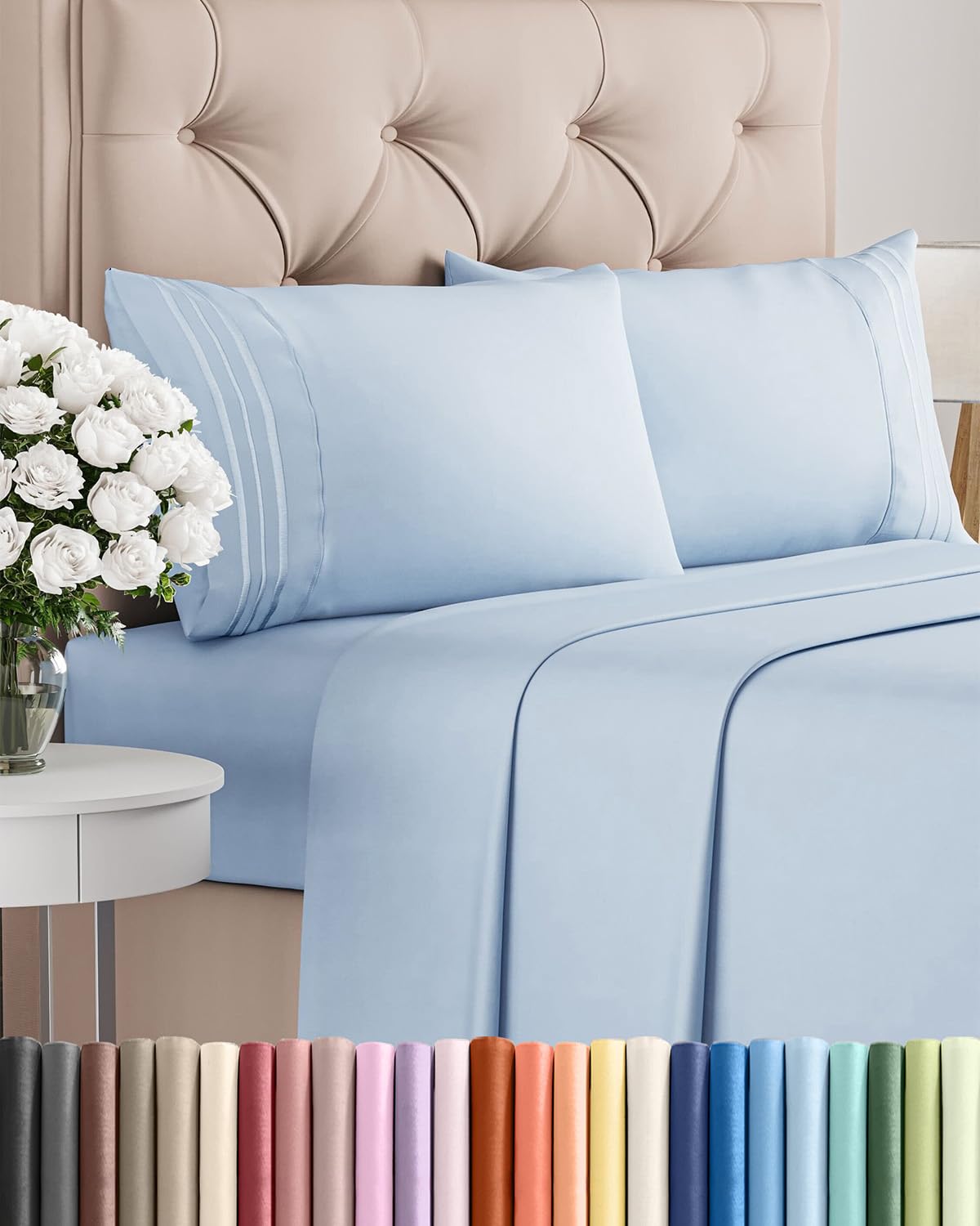 Queen Size 4 Piece Sheet Set - Comfy Breathable & Cooling Bed Sheets ...