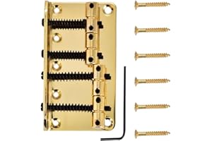 Tbest 4 String Bass Bridge Assembly, 4 String Vintage Style Bass Bridge for 4 String Electric Bass Guitar 3 Colors to Choose (Gold) Jazz Bass Bridge Grub Screw p-bass Bridge bass Bridge