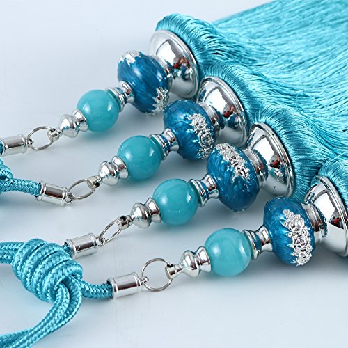 BERTERI 1 Pair Window Curtain Tassel Tiebacks, Luxury Grey Curtains Hanging Ball Holdback Living Room Supplies Window Treatment Accessories