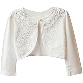 VERYPOPPA Little Girls Bolero Jackets Lace Patchwork Pearl Shrug Cardigan Tops