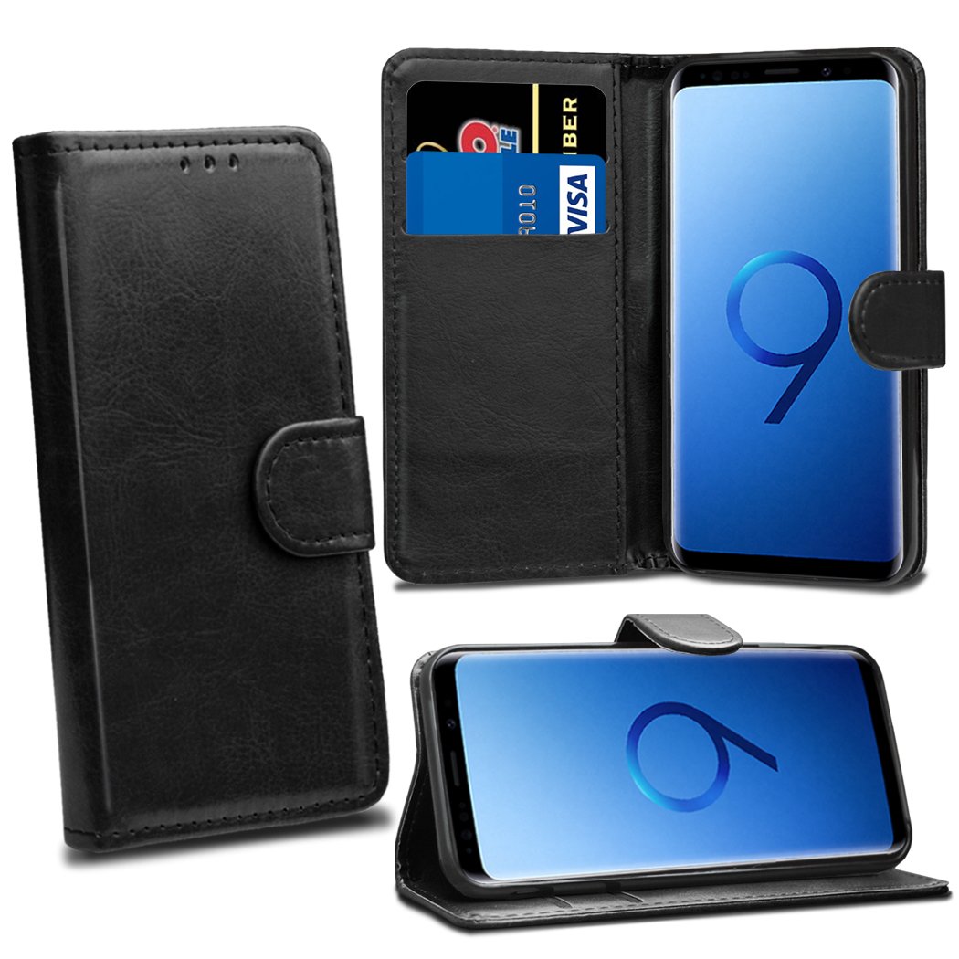 Samsung Galaxy S9+ Plus Cases - Premium Black Wallet Leather Flip Case Cover For Samsung Galaxy S9+ Plus [Card Holder] [Magnetic Closure]