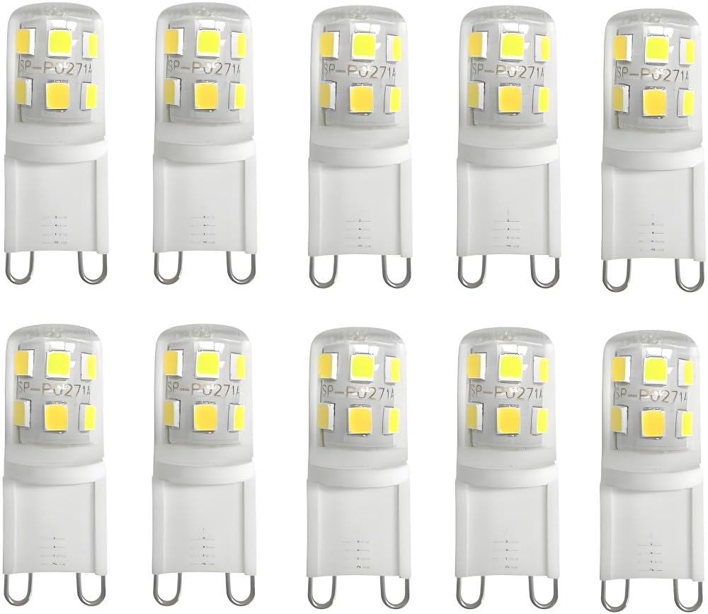Jitouhu G9 LED Bulbs Cool White, 3W, 300LM, 6000K, Equivalent to 30W Halogen, Not Dimmable for Lighting Decor, Chandelier, Pack of 10