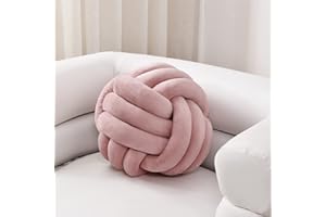 Sioloc Soft Knot Ball Pillows,Round Throw Pillow Cushion Home Decoration Plush Pillow,Throw Knotted Pillow Handmade Round Plush Pillow（7.8inches,Blush）