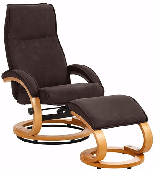 Domus Scandinavia Paprika Relaxsessel mit Hocker, Mikrofaser, Braun, 67 x 83 x 108-45 + 49 x 46 x 40 cm