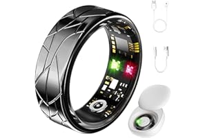 JAWPLOY Smart Ring Fitness Tracker Sleep Tracking Heart Rate Monitor Pedometer, Waterproof Activity Tracker Fitness Ring Steps Counter, Gesture Controls for Short Video, 8 Days Battery Life, Black, #10