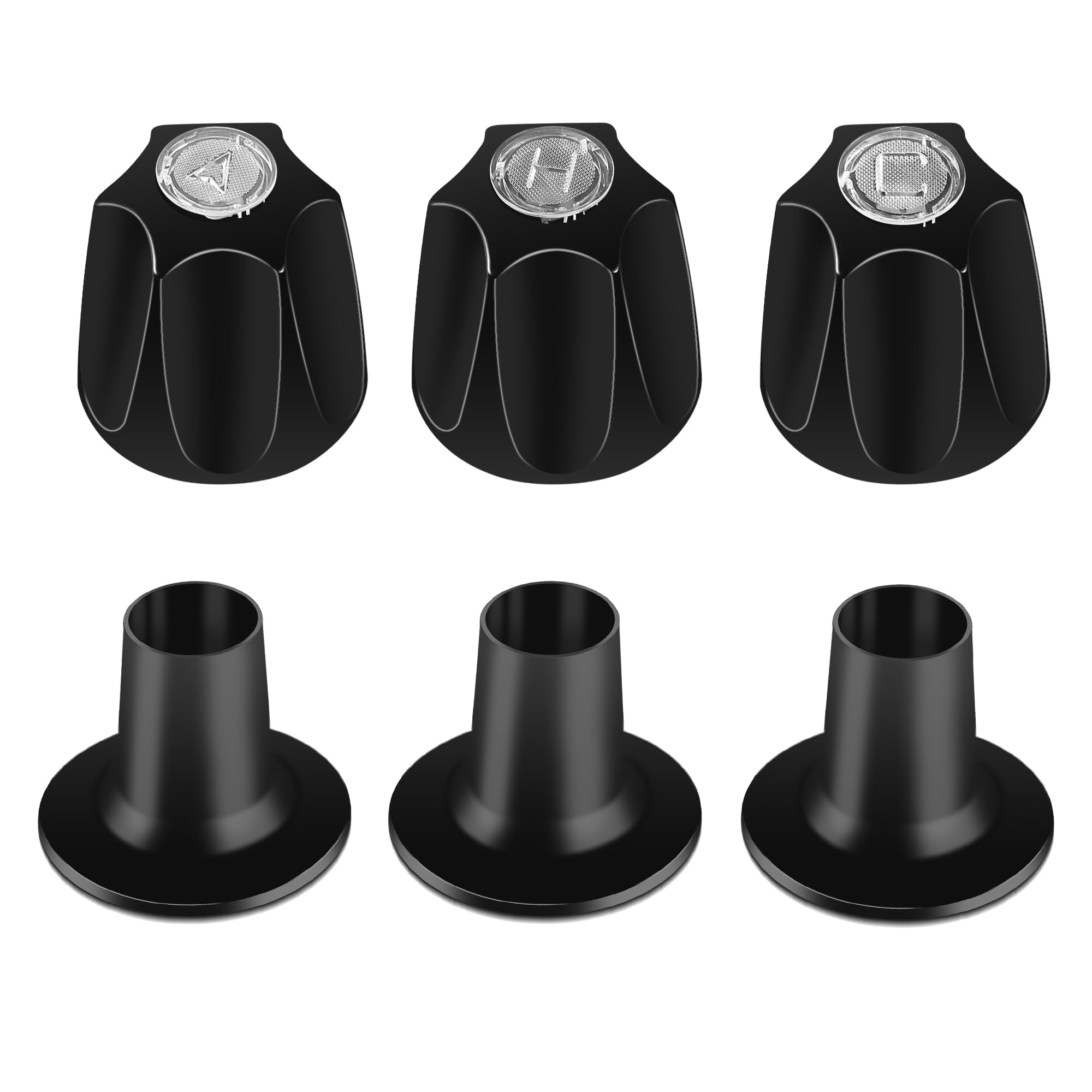 Photo 1 of 3-Piece Matte Black Shower Knob Replacement Kit - Compatible with Price Pfister Verve Tub Shower Handle, Includes Hot/Cold/Diverter Tub Faucet Handle (Fits 12-Tooth 9.5mm Valve Stem