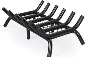 GOCAMPDIRECT Fireplace Grate 20inch with Ember Retainer | Fireplace Log Grate with Heavy Duty Solid Round Steel 3/4” Bar | No Assembly Required Hearth Grate for Firepit Firewood Log Indoor Wood Stove Burning