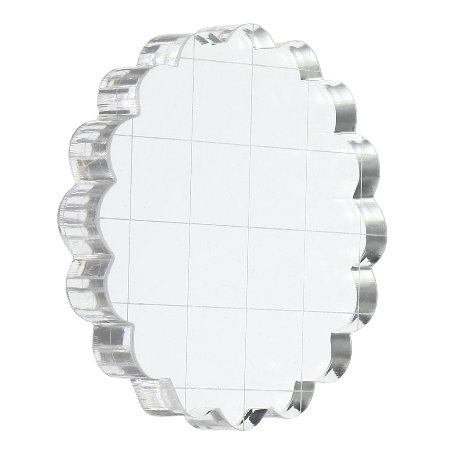PATIKIL 2" Acrylic Stamp Block, Clear Stamping Block with Grid Lines Decorative Mounting Blocks Round for Scrapbooking DIY Crafts Card Making