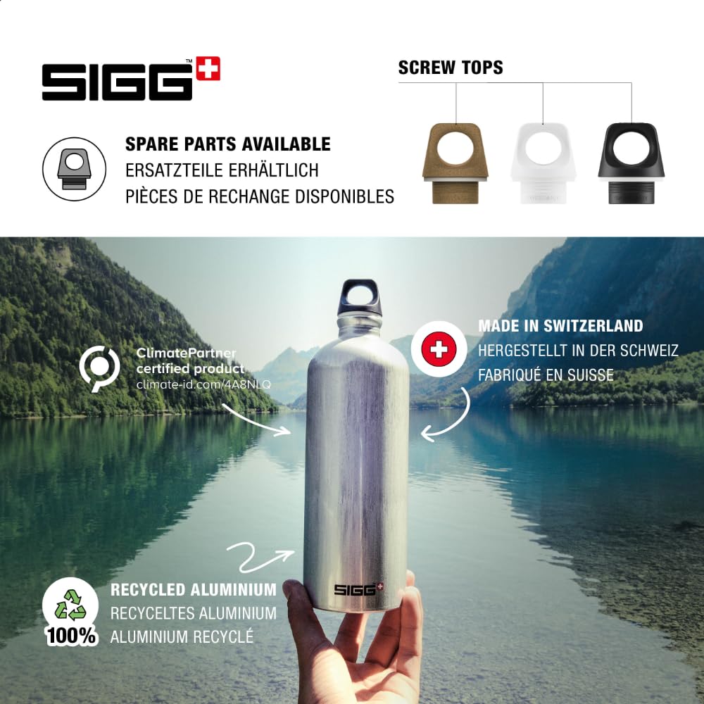 SIGG - Alu Trinkflasche - Traveller Schwarz - Klimaneutral Zertifiziert - Für Kohlensäurehaltige Getränke Geeignet - Auslaufsicher - Federleicht - BPA-frei - Outdoor - 1L 4