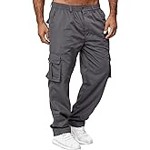 AIFARLD Men's Cargo Pants with Pockets Cotton Hiking Sweatpants Casual Athletic Jogger Sports Outdoor Trousers Relaxed Fit