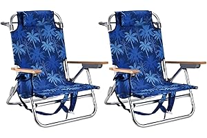 FREETOUR Backpack Beach Chairs for Adults Capacity 300 LBS Low 5 Position Beach Chair with Pouch Straps Folding Lightweight Reclining Aluminum Wide Lay Flat Single