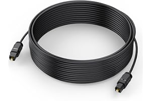 DTEEDCK Optical Audio Cable 25 feet, Digital Audio Optical Cable Ultra-Thin Cord, Toslink SPDIF Fiber Optic Cable Compatible with TV Sound Bar Home Theater PS4 Xbox Samsung Vizio