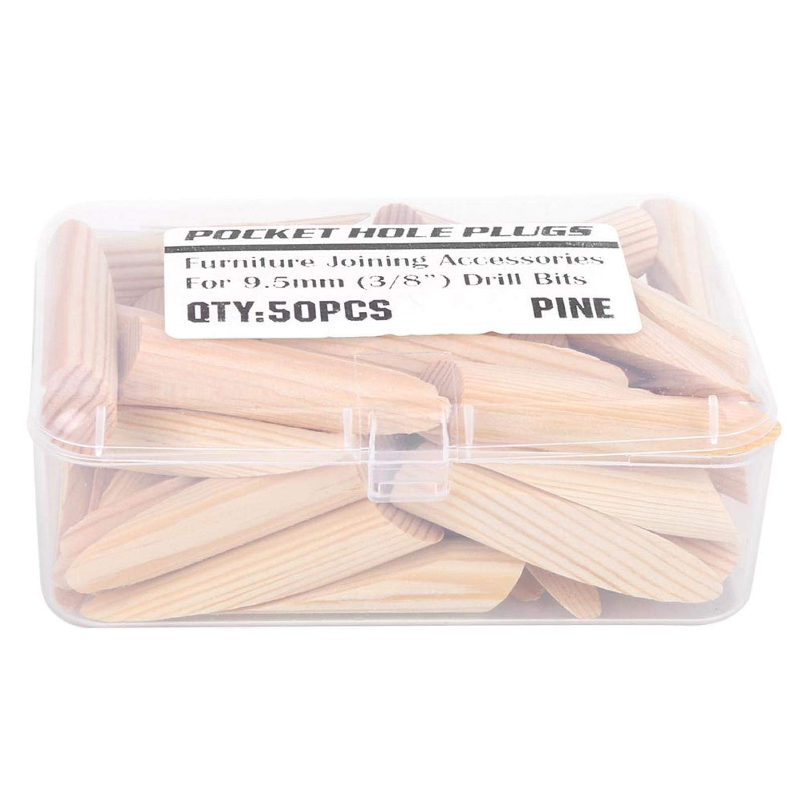 Pocket Hole Plug, Wooden Pocket Hole Plug, 50pcs Woodworking Screws Plugs Kit with Storage Box Inclined Drilling Tools Furniture Joining Accessories for 9.5mm(3/8'') Drill Bits