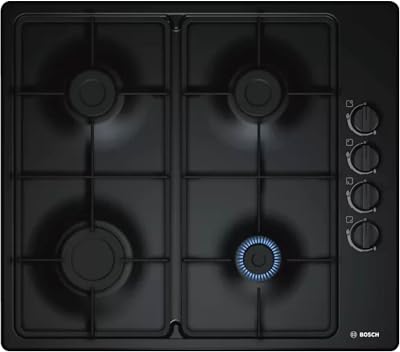 Bosch PBP6B6B60 Gas Hob 60 cm Black Serie 2 Built In Biomethane Ready