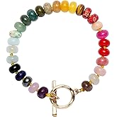 Jojomina Boho Beaded Bracelets for Women Neon Rainbow Bead Bracelet Handmade Natural Gemstone Stone Beach Jewelry