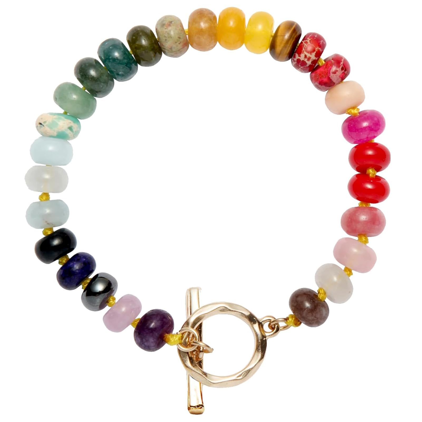 Photo 1 of Jojomina Boho Beaded Bracelets for Women Neon Rainbow Bead Bracelet Handmade Natural Gemstone Stone Beach Jewelry