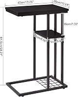 YMYNY C Shaped Side Table Small Sofa Table 61.5x40x26 cm Black HST004B view 7