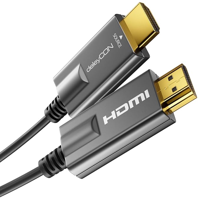 deleyCON 10m Optisches Glasfaser HDMI 2.0b Kabel - UHD 2160p 4K@60Hz 4:4:4 HDR HDCP 2.2 ARC CEC Ethernet 18Gbps 3D Full HD 10