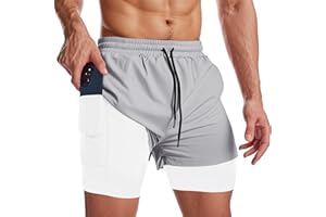 Muscle Killer Men's 2 in 1 Running Shorts Quick Dry Gym Athletic Shorts with Liner Workout Short for Men with Pockets