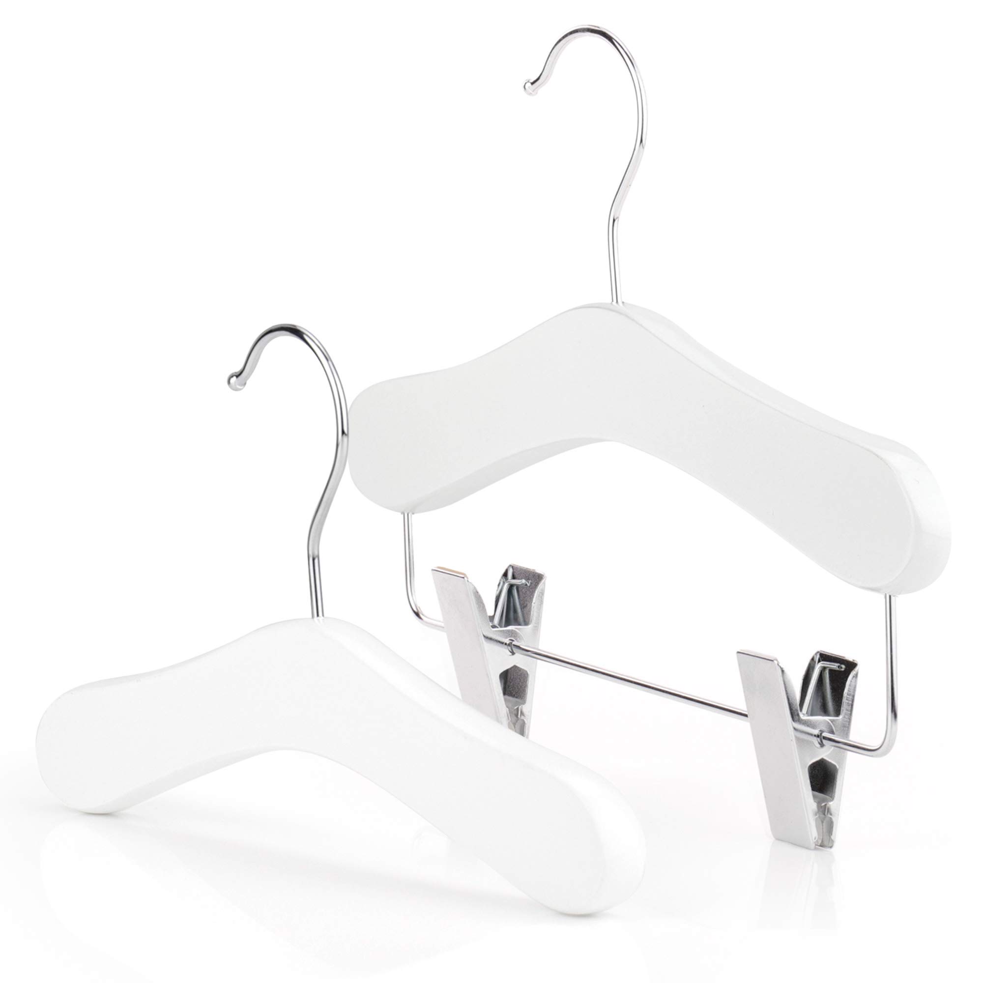 HANGERWORLD Set of 12 White Wooden Kids Coat Hangers - 25cm Newborn Baby to Toddler Size for Nursery Wardrobe