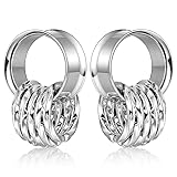 Twolobes 2 PCS Silver Ear Gauges With 10 twisty