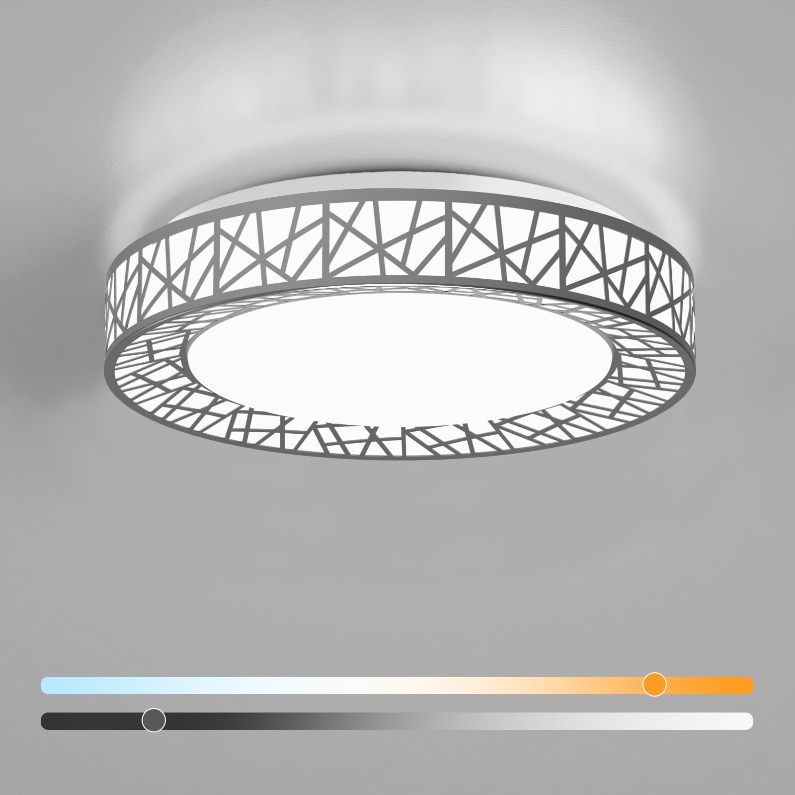 Photo 1 of **UNKNOWN DAMAGES/ MISSING PIECES*** Lightania 14 Inch Flush Mount Ceiling Light, Modern Brushed Nickel LED Ceiling Light Fixture, 24W 2400LM 2700-6500K Adjustable, Dimmable Ceiling Lights for Bedroom, Kitchen, Hallway, Bathroom, ETL