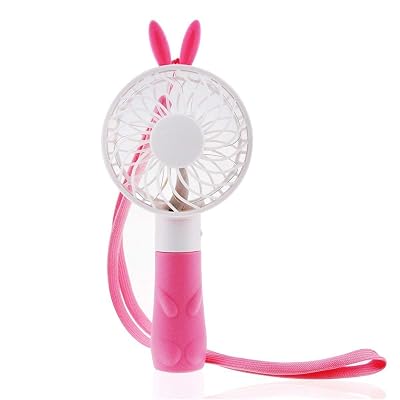 welltop Handheld Fan Portable Mini Fan Personal Necklace Fan for Travel, Home and Office, USB Rechargeable, 4 Blades, 1 Switch, 2 Speeds Setting Pink