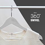 KEPLIN Wooden Coat Hangers 360 Rotating Hook 20 Pack White view 4
