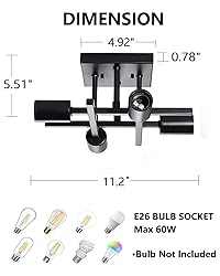 Youroke 4-Light Semi Flush Mount Ceiling