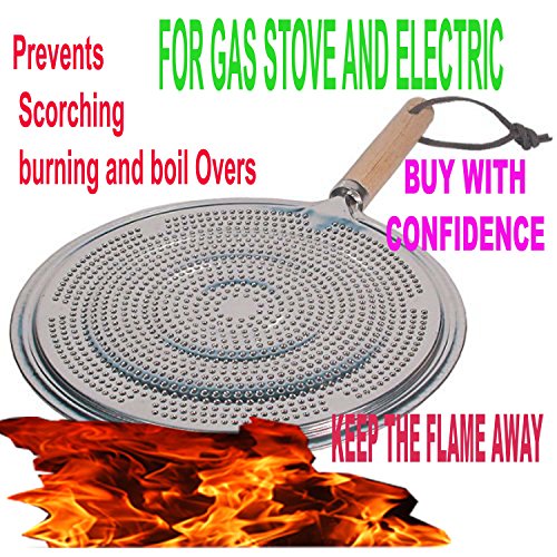 Flame Tamer SIMMER Ring Aluminum HEAT Diffuser DISTRIBUTER gas stove top stovetop with Wood Handle