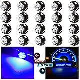cciyu 20 Pack Brightest Blue T5 /T4.7 Neo Wedge 12mm 12V 3 SMD A/C Climate Control LED Light Bulbs