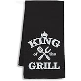 Shrago Funny Kitchen Towels, Personalized Grilling Gifts for Men, BBQ Grilling Cooking Dish Tea Towels for Kitchen, King of The Grill Decorative Hand Towel, 16x24 Inch