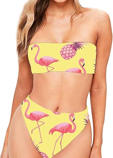 high waisted two piece swimsuit yellow